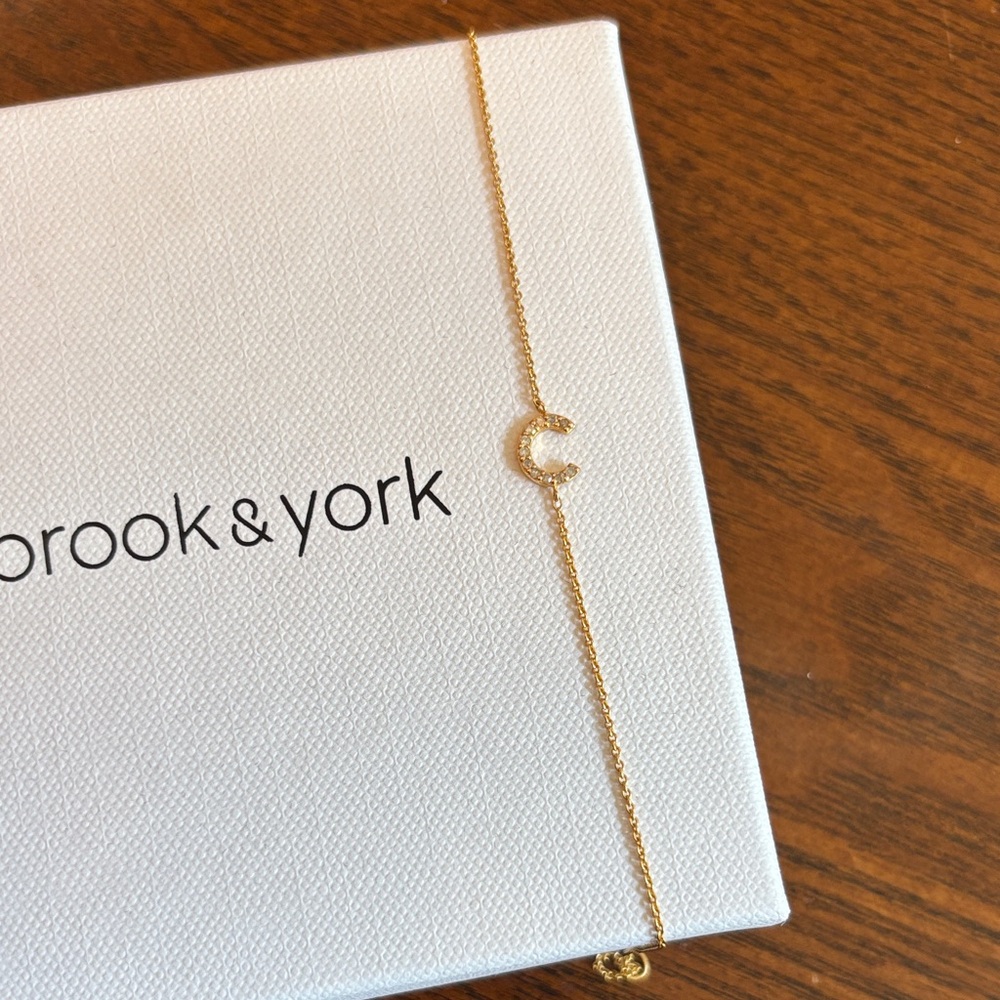 Gold and Diamond C Bracelet by brook&york